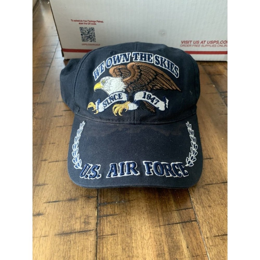 US Air Force Embroidered Strap Back Eagle Crest Vintage Ball Cap Hat